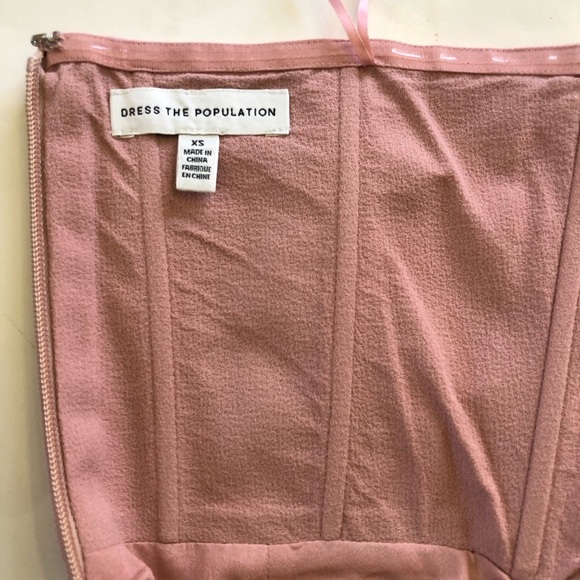 Dress the Population Women's Perla Strapless Plunge V-Neckline Midi Dress SZ XS - Picture 11 of 16